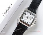 Swiss Grade Replica Cartier Santos 9100 Black Leather Watch